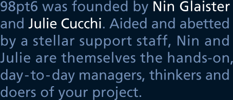 98pt6 was founded by Nin Glaister and Julie Cucchi
